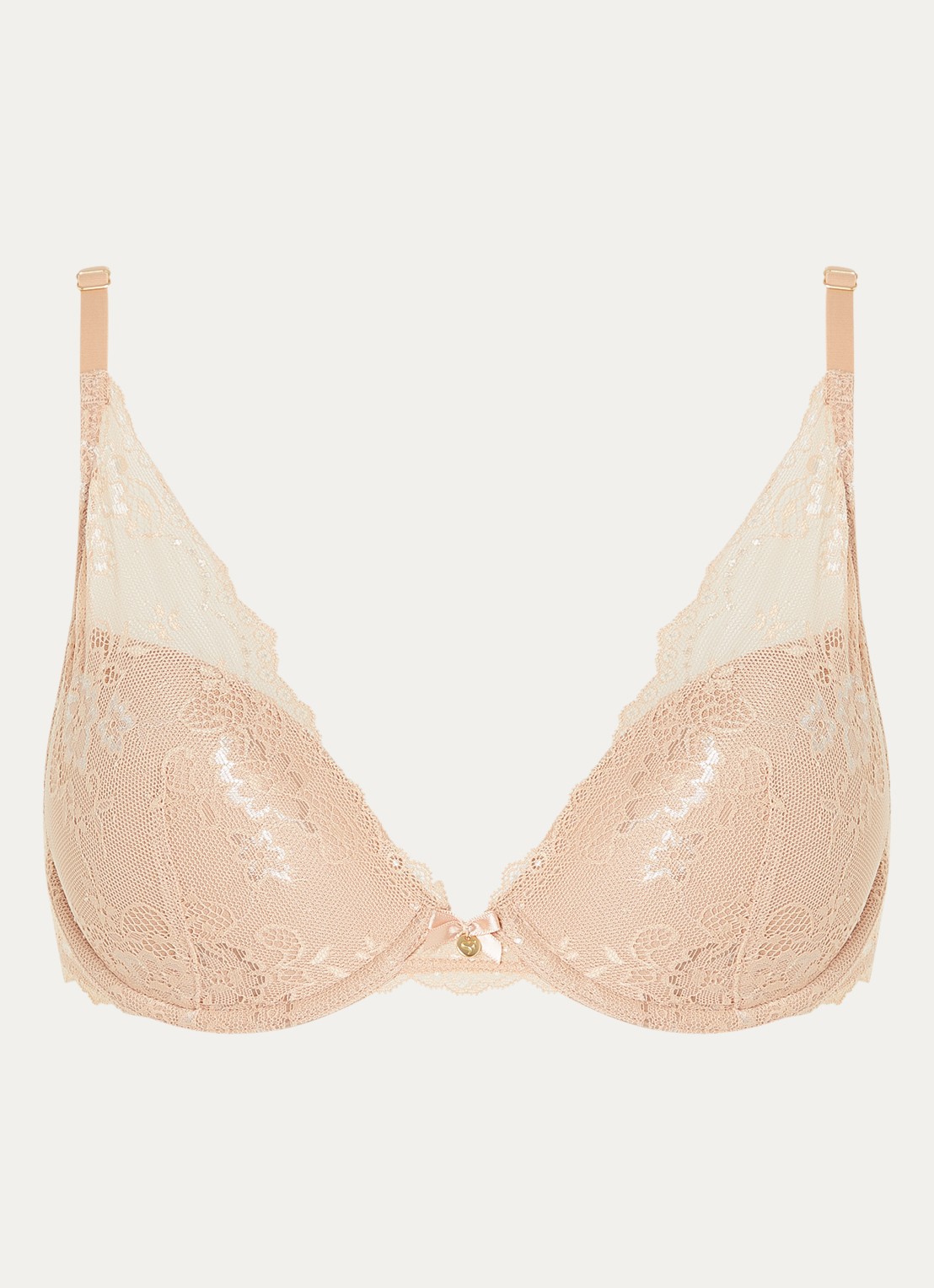 Sam Friday Demi voorgevormde push-up bh met overlay van kant - voorkant zand