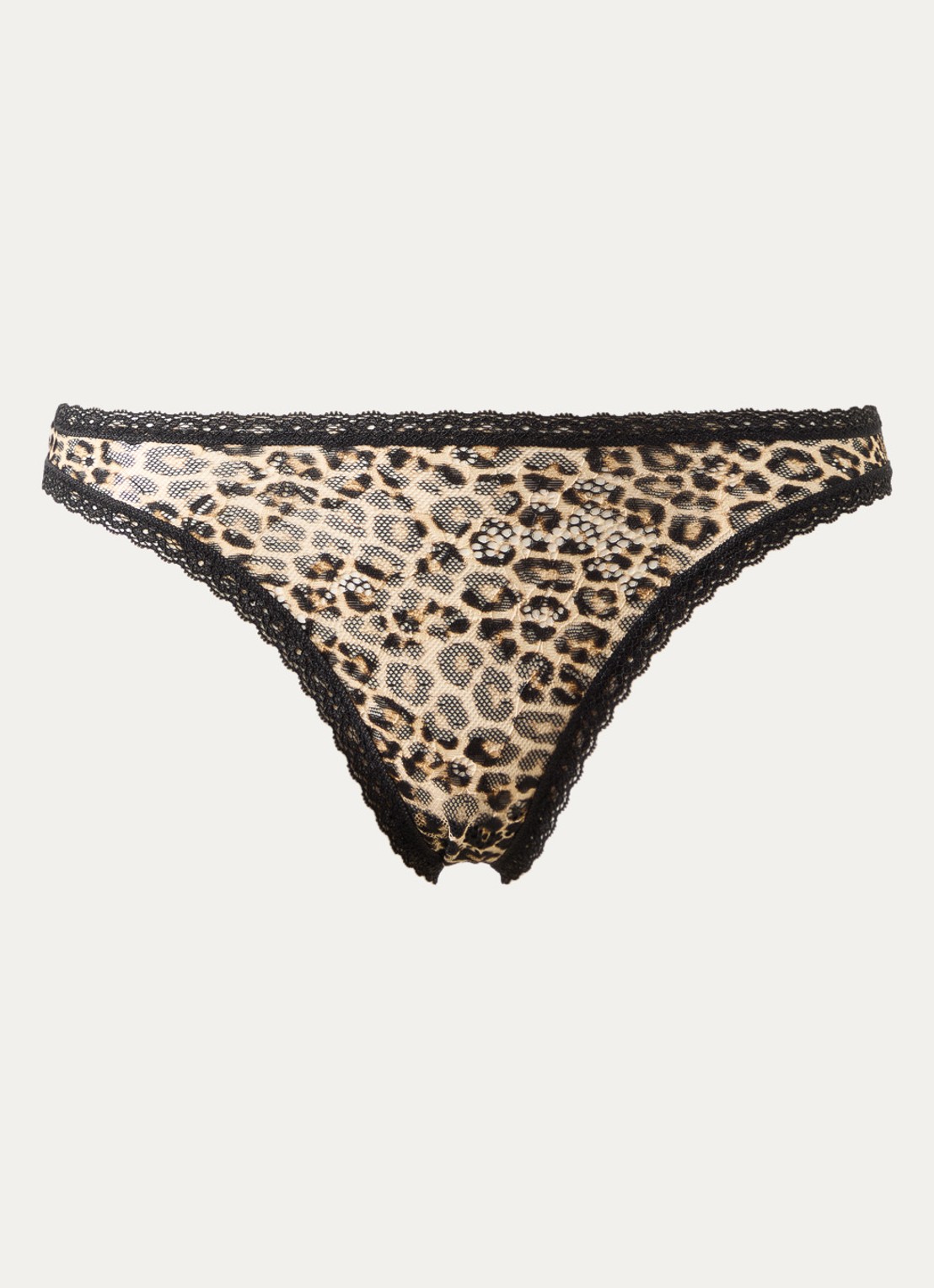 Sam Friday Ella tanga van kant met panterprint - voorkant beige