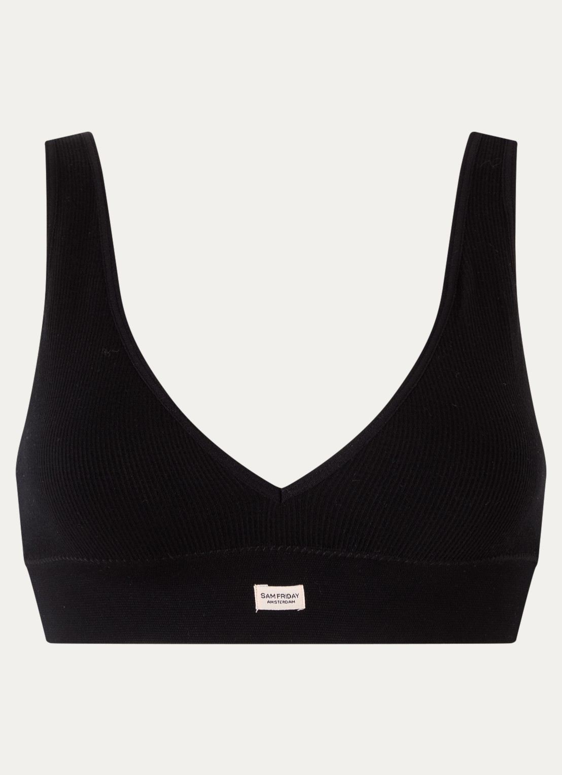 Sam Friday Fay bralette met ribstructuur - voorkant 3 zwart