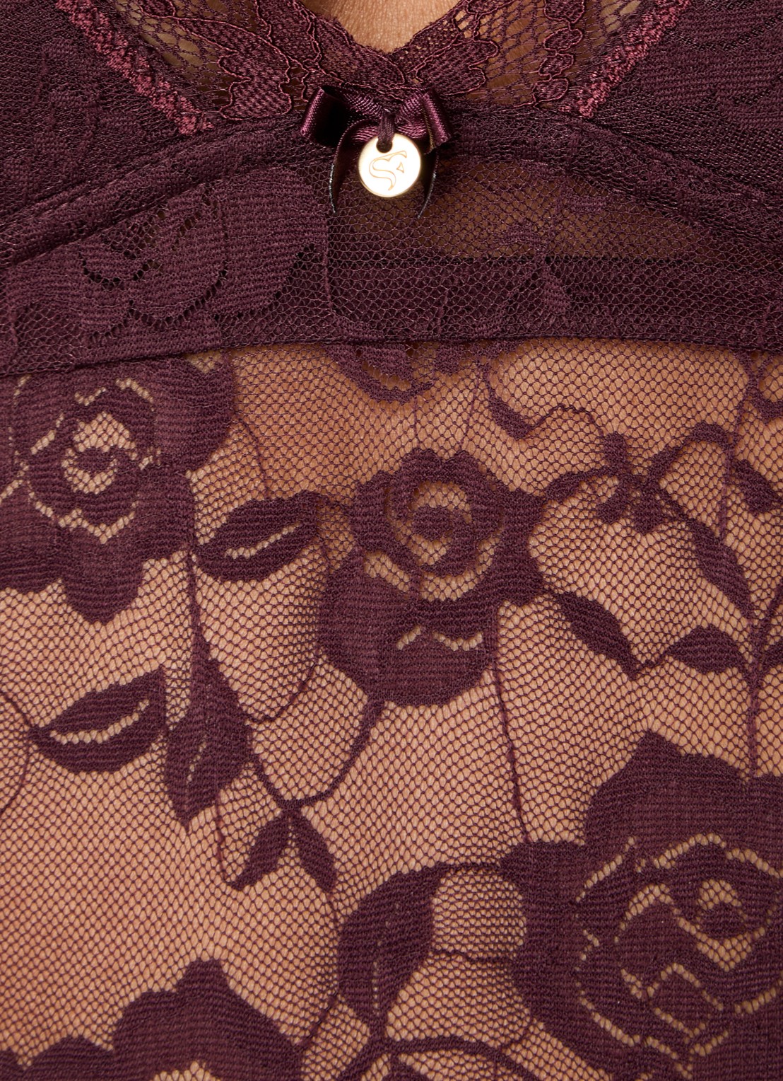 Sam Friday Lacey body van kant  - detail 4 bordeauxrood