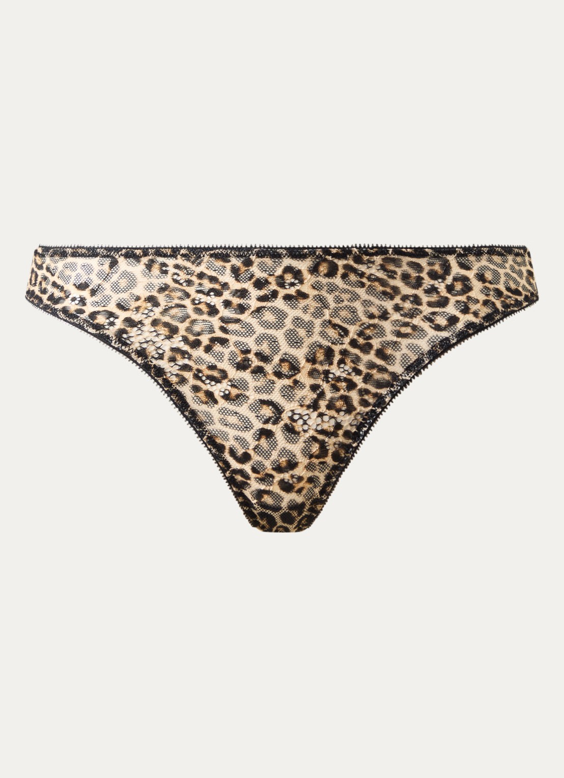 Sam Friday Lacey string van kant met panterprint - voorkant beige
