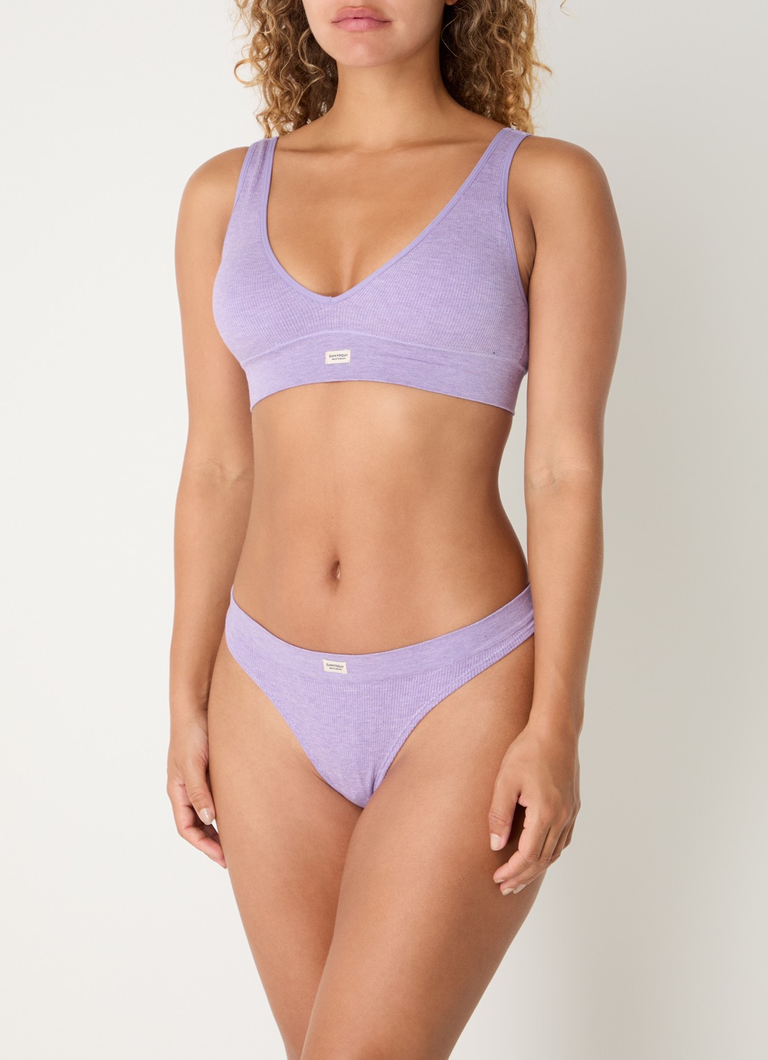 Sam Friday Lucy string met ribstructuur - detail 3 violet