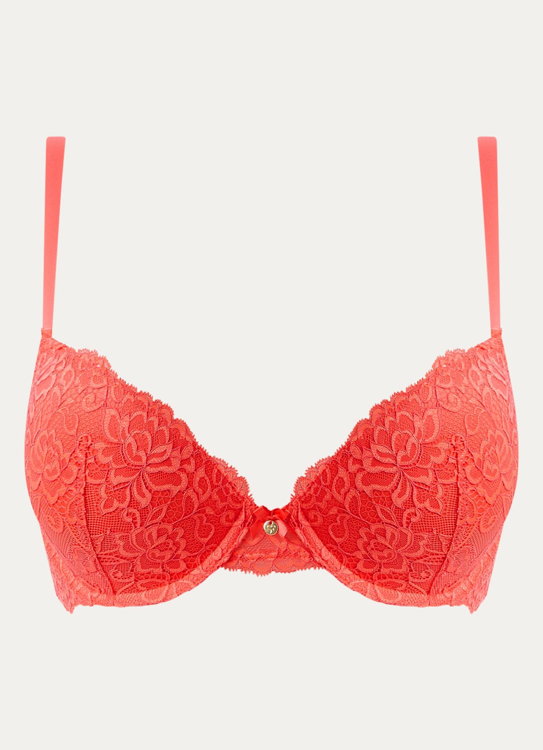 Sam Friday Polly push up bh met overlay van kant - voorkant 3 koraalrood
