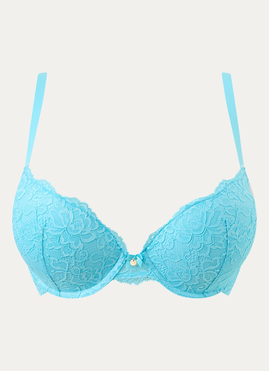 Sam Friday Polly push-up bh met overlay van kant - voorkant 2 blauw