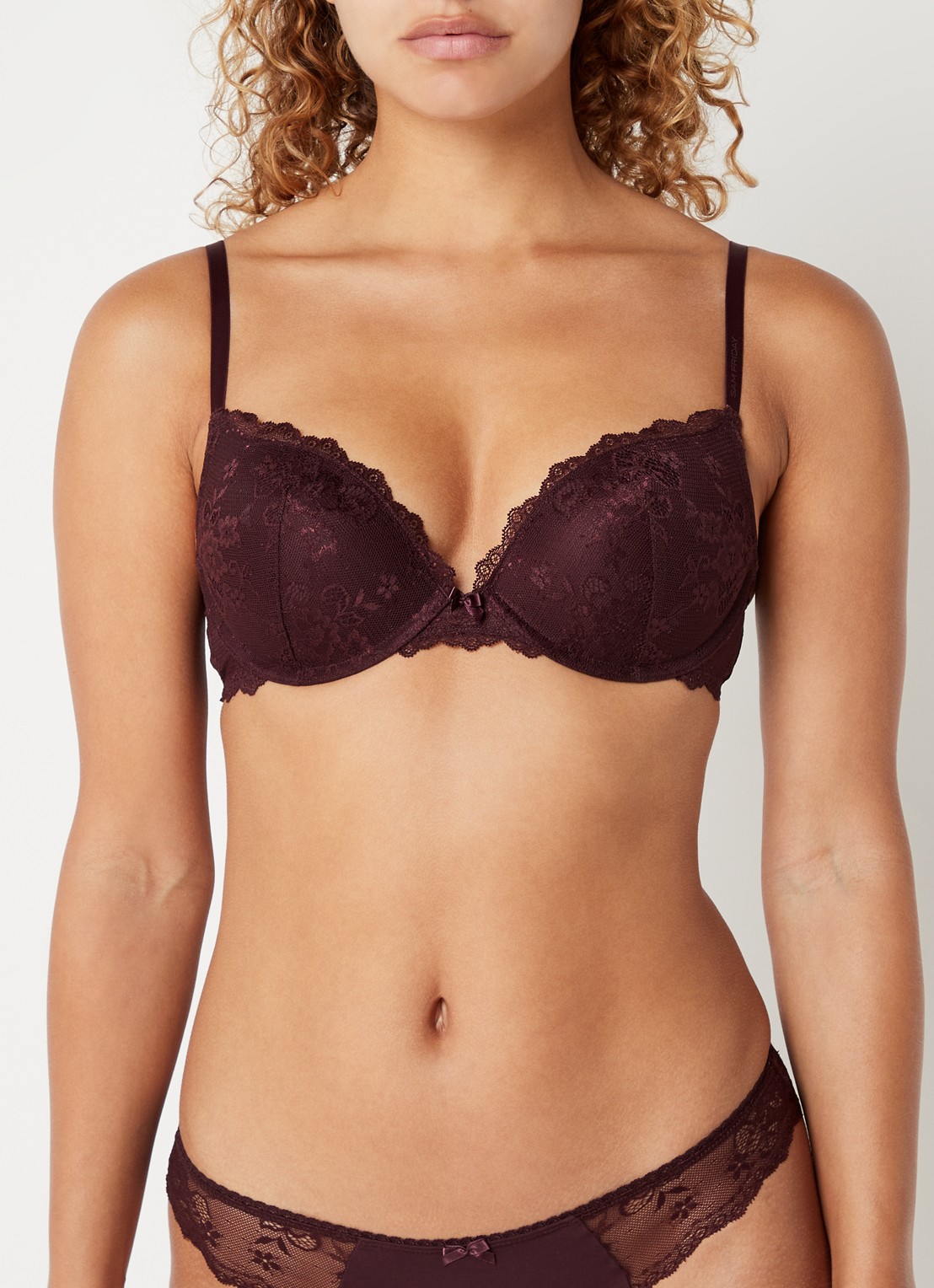 Sam Friday Polly push-up bh van kant - detail 3 roodbruin