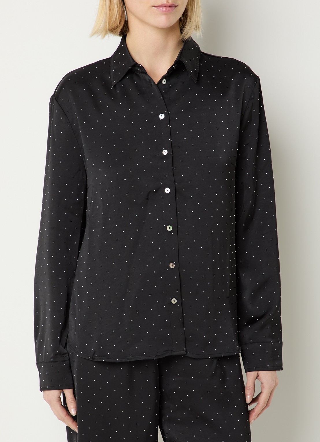 Sam Friday Pyjamatop met strass - detail 4 zwart
