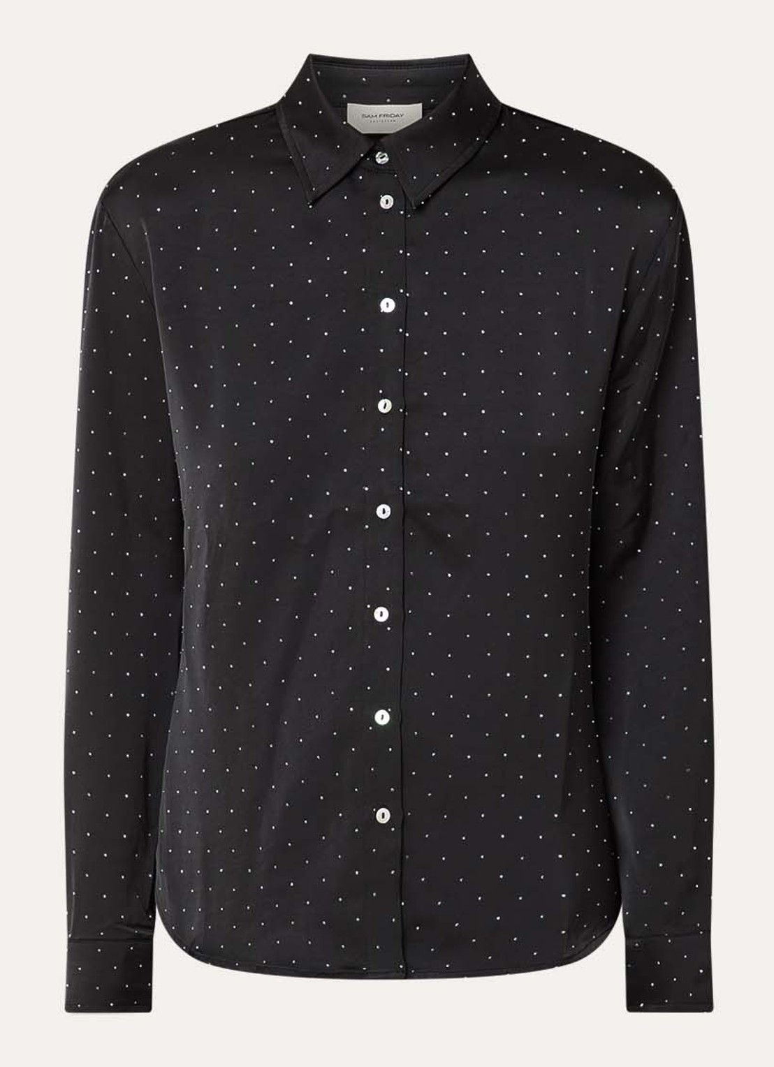 Sam Friday Pyjamatop met strass - voorkant zwart