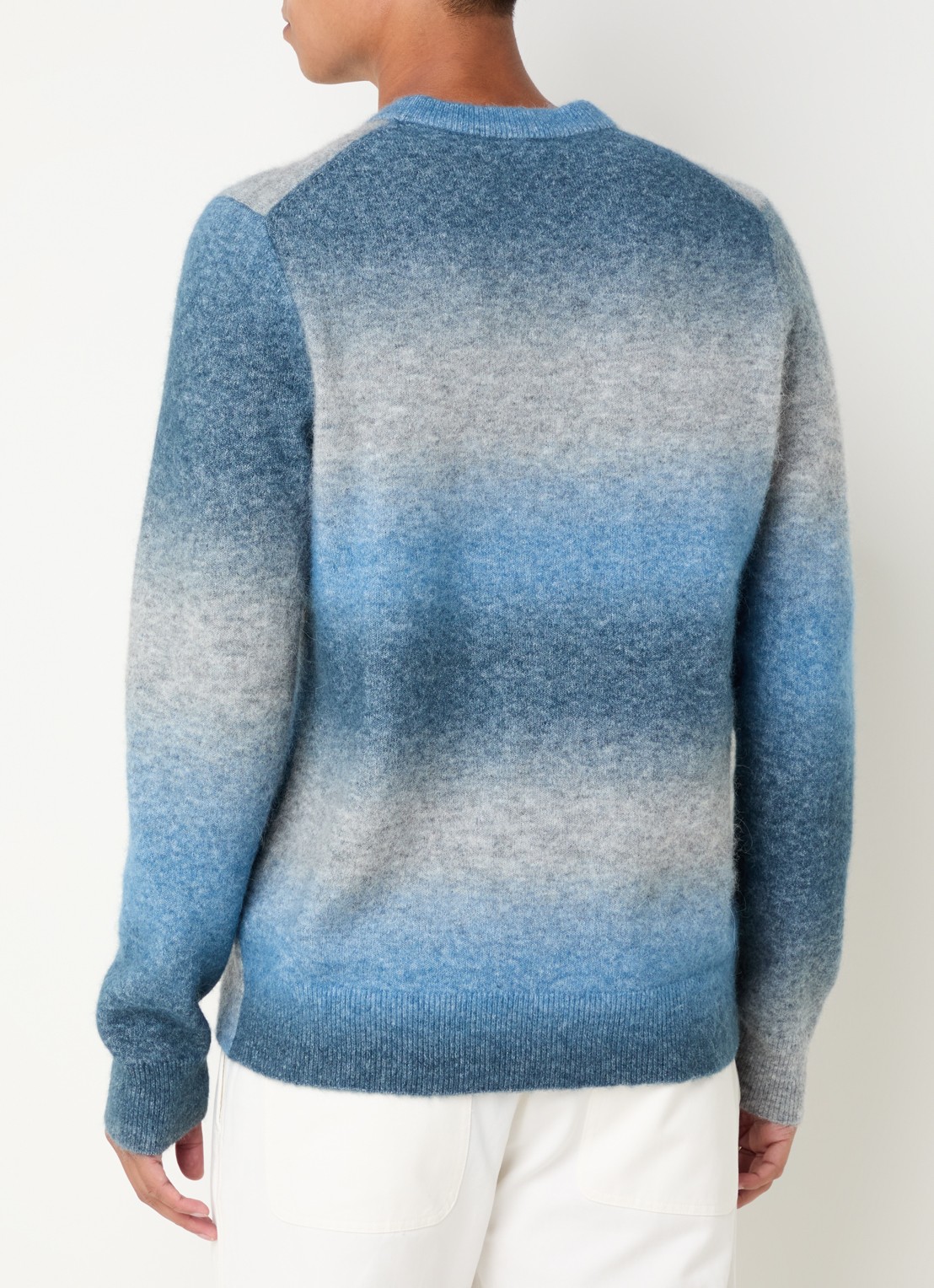 SAMSØE SAMSØE Aiden fijngebreide pullover in alpaca wolblend - achterkant staalblauw