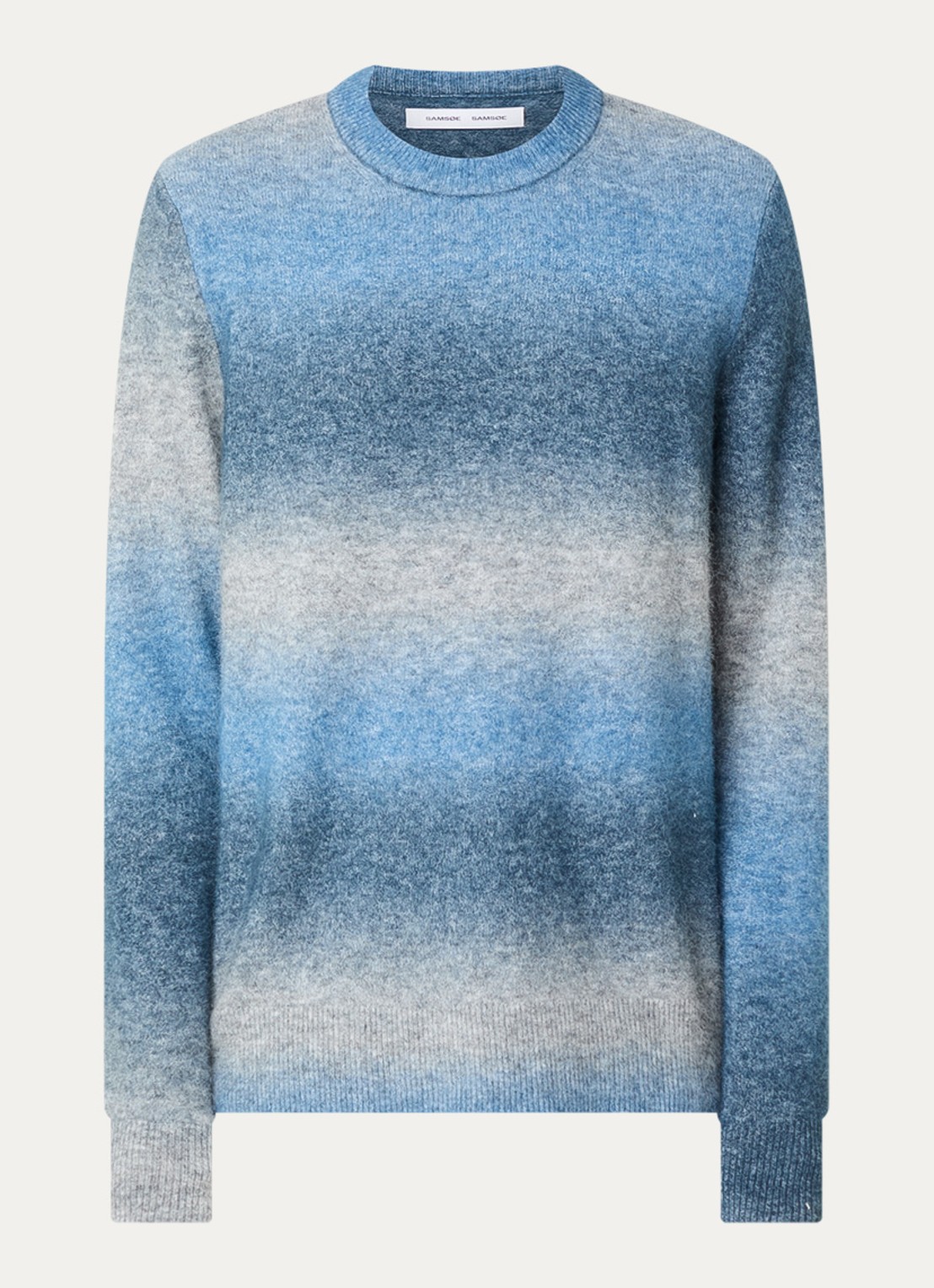 SAMSØE SAMSØE Aiden fijngebreide pullover in alpaca wolblend - voorkant 2 staalblauw