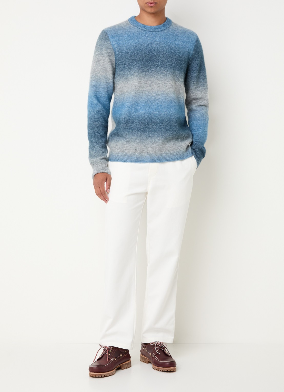 SAMSØE SAMSØE Aiden fijngebreide pullover in alpaca wolblend - voorkant 3 staalblauw