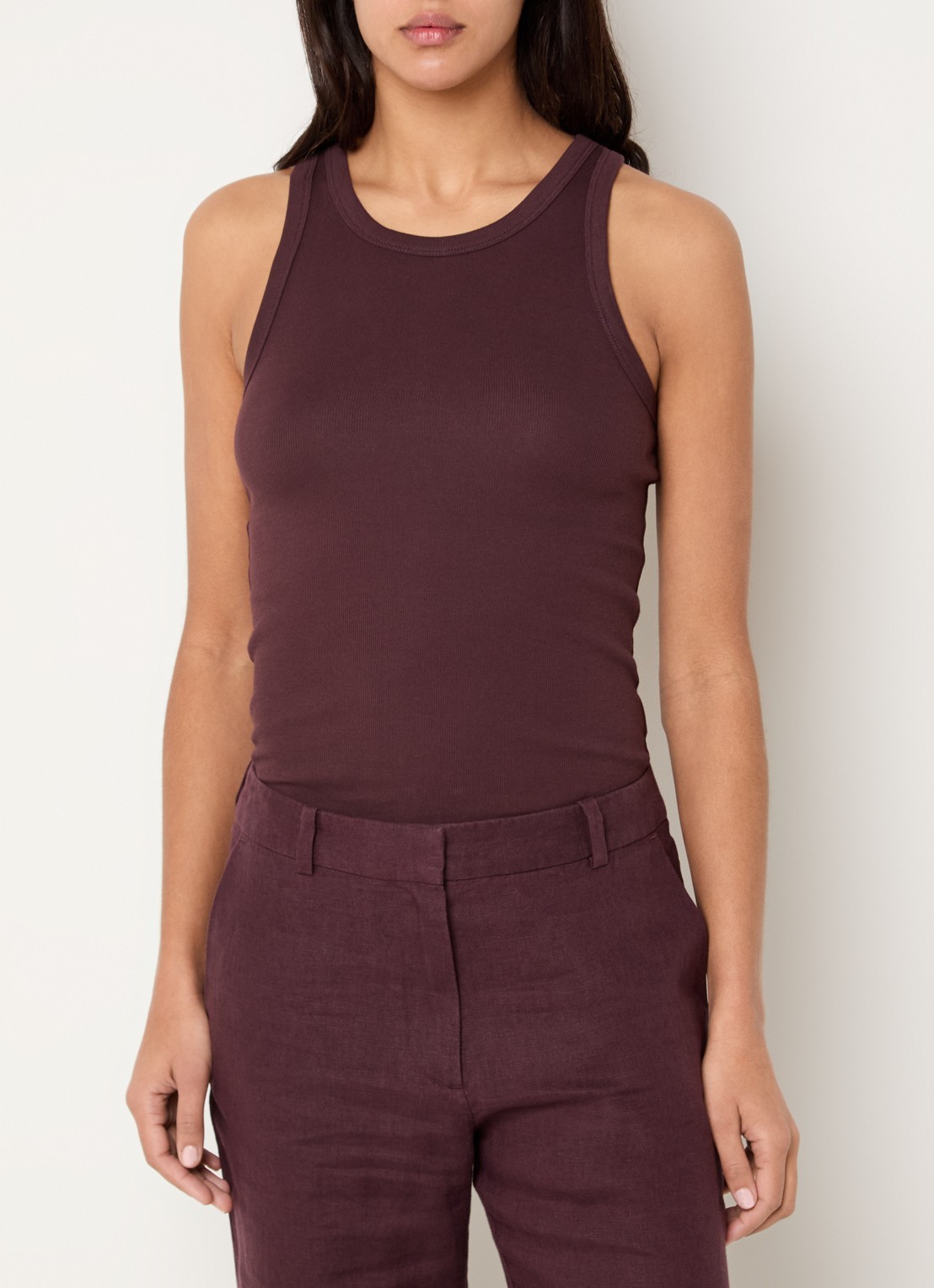 SAMSØE SAMSØE Alexo tanktop van katoen - detail aubergine