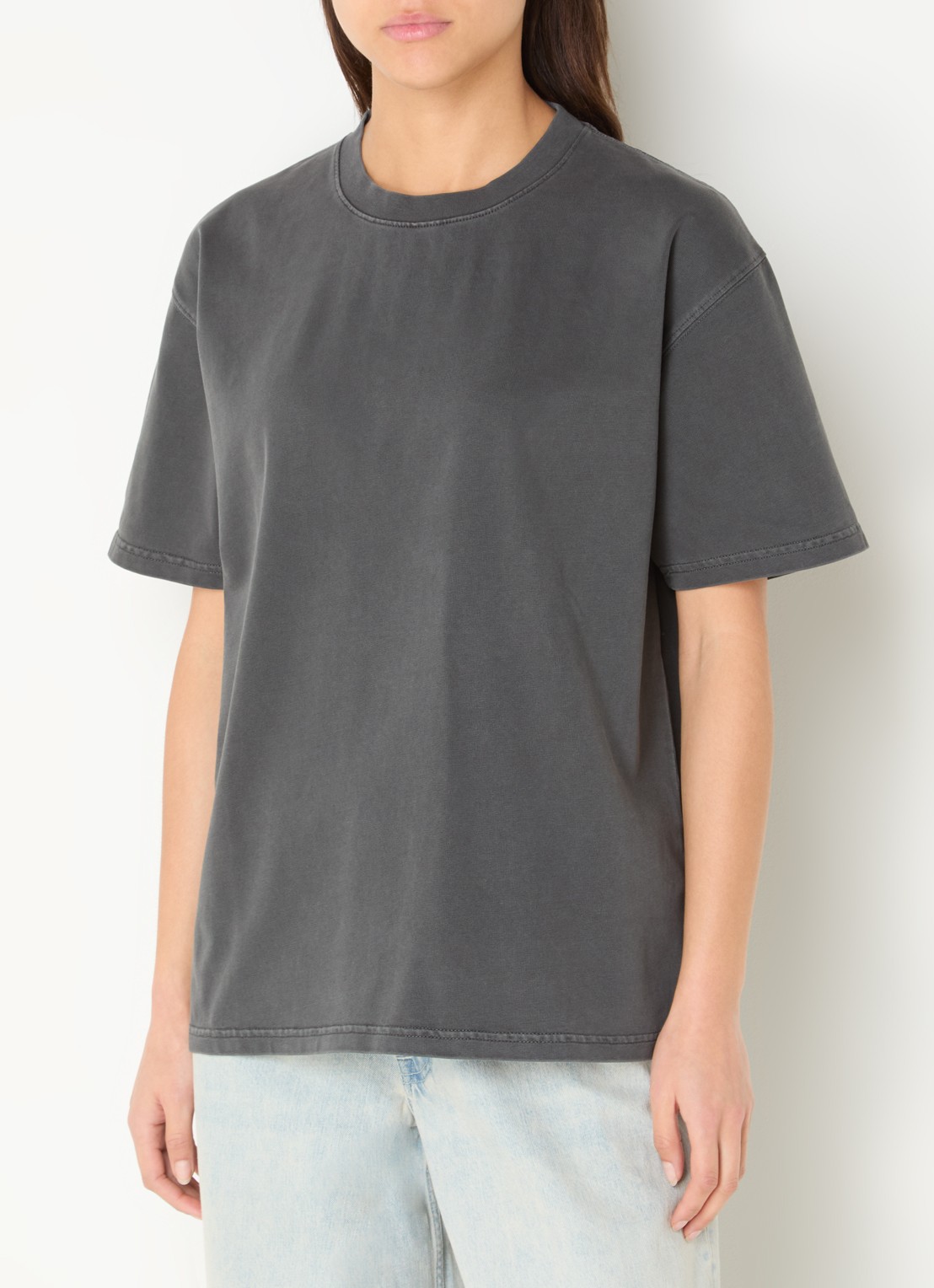 SAMSØE SAMSØE Ava oversized T-shirt met ronde hals - detail 4 antraciet