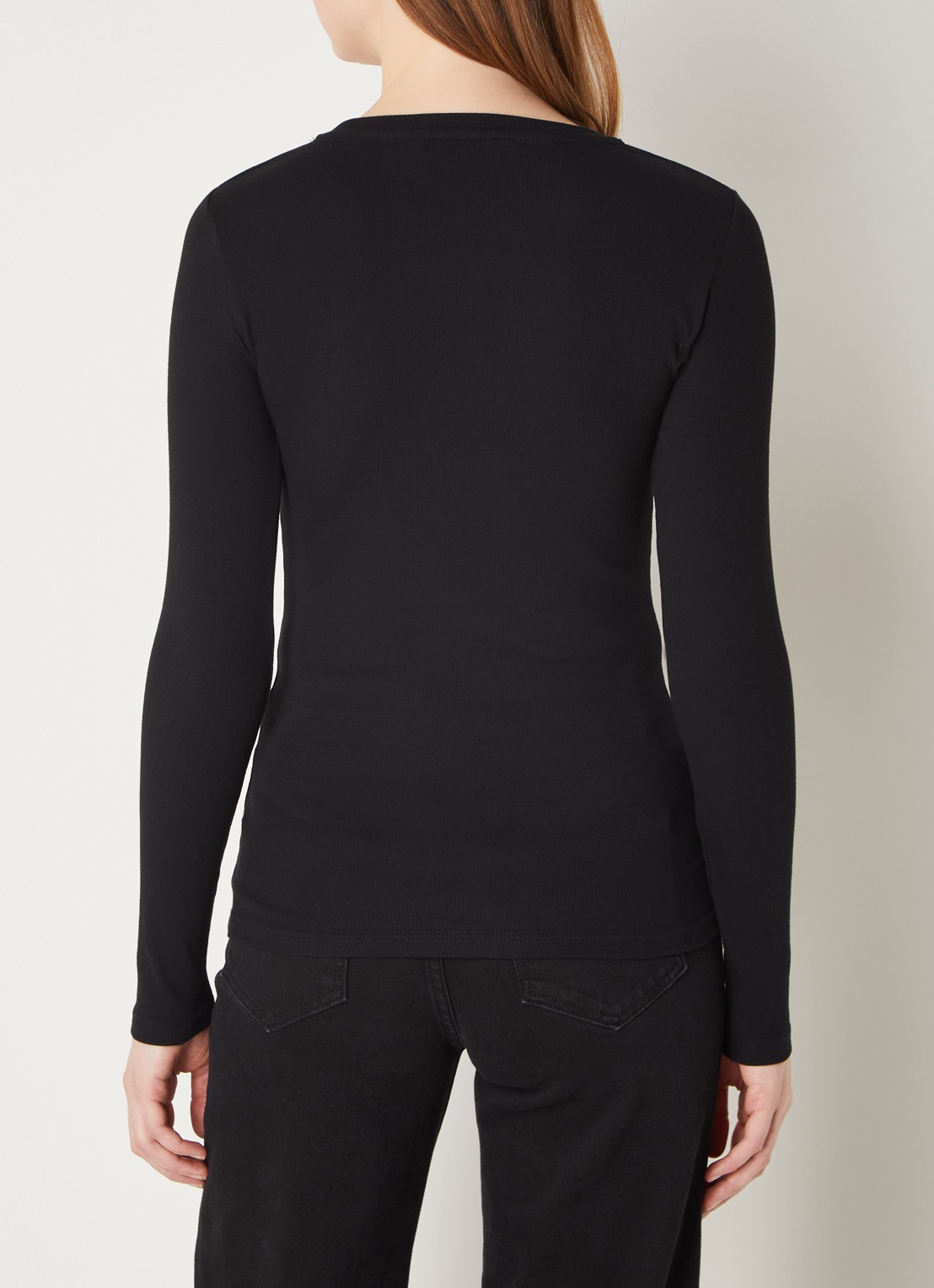 SAMSØE SAMSØE Basic longsleeve van  katoen - achterkant 2 zwart