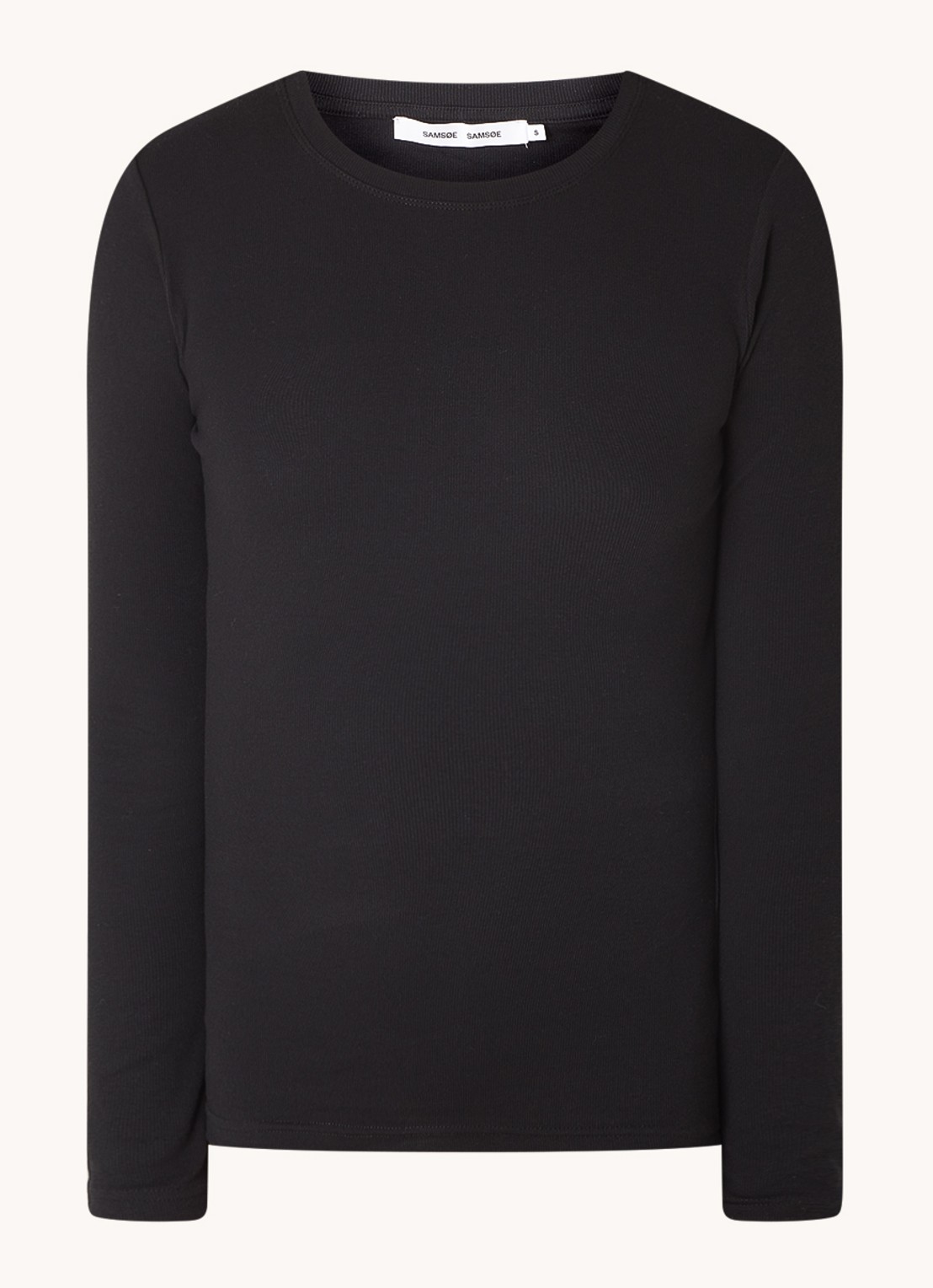 SAMSØE SAMSØE Basic longsleeve van  katoen - voorkant 3 zwart