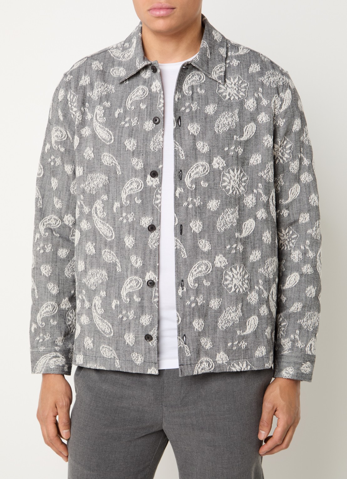SAMSØE SAMSØE Castor overshirt met paisley dessin - detail 4 grijs