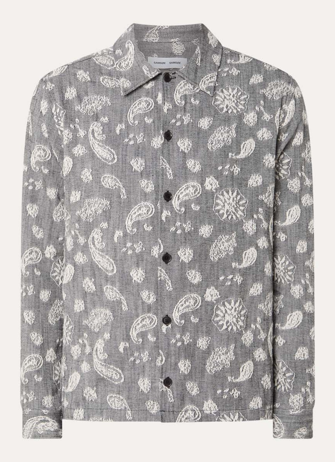 SAMSØE SAMSØE Castor overshirt met paisley dessin - voorkant grijs