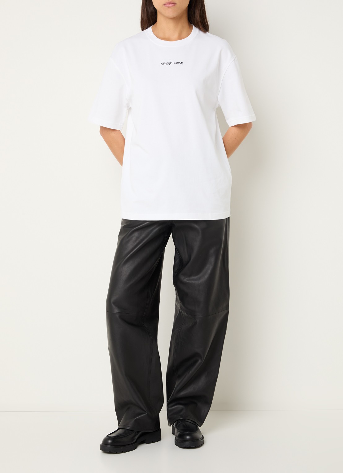 SAMSØE SAMSØE Dinner T-shirt met logo- en backprint - voorkant 3 wit