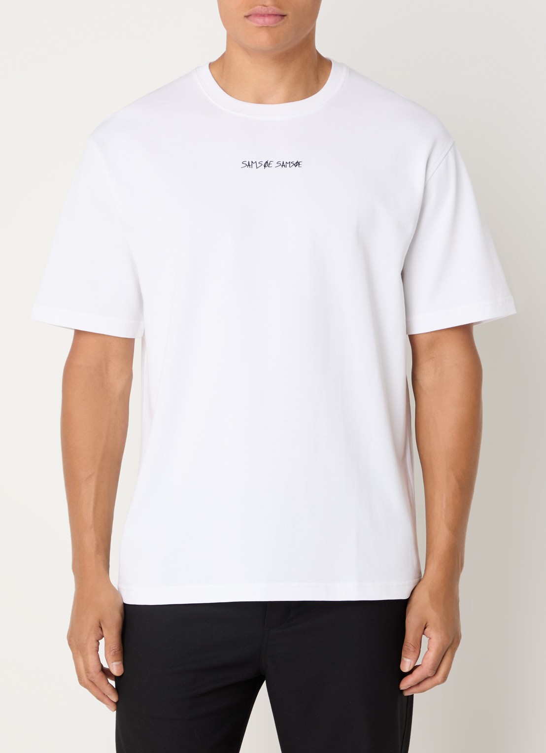 SAMSØE SAMSØE Dinner T-shirt met logo- en backprint - achterkant 3 wit