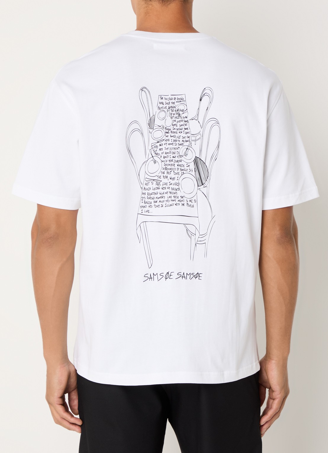 SAMSØE SAMSØE Dinner T-shirt met logo- en backprint - detail 4 wit