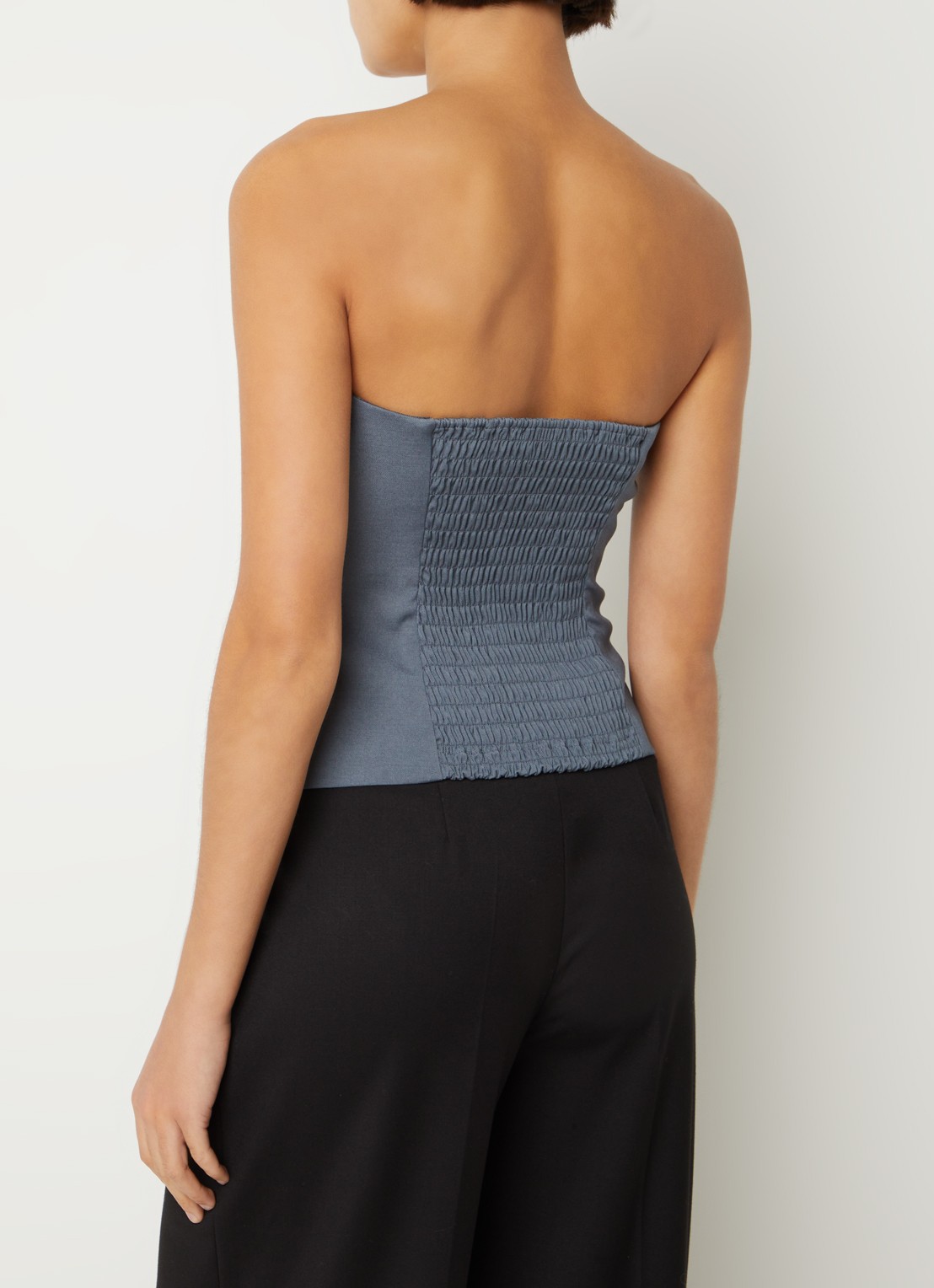 SAMSØE SAMSØE Elyn strapless top met smockwerk - achterkant grijs