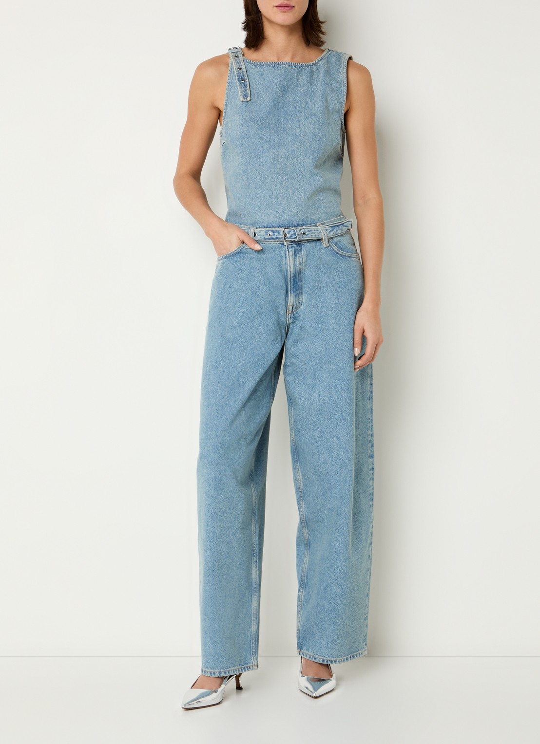 SAMSØE SAMSØE Harper high waist loose fit jeans met ceintuur - voorkant 4 indigo