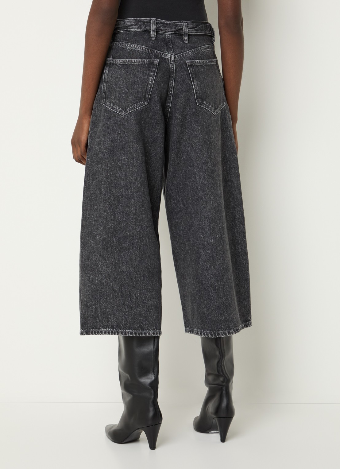 SAMSØE SAMSØE Harper high waist wide fit culotte van denim - achterkant grijs