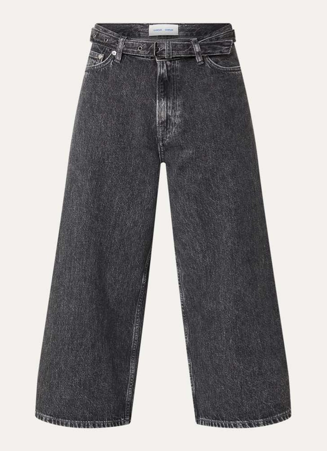 SAMSØE SAMSØE Harper high waist wide fit culotte van denim - voorkant 4 grijs
