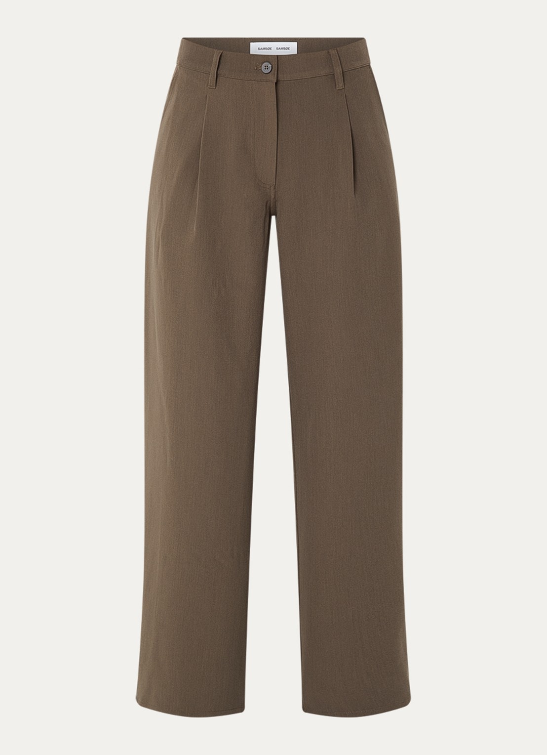 SAMSØE SAMSØE Harper high waist wide fit pantalon met steekzakken - voorkant 3 bruin
