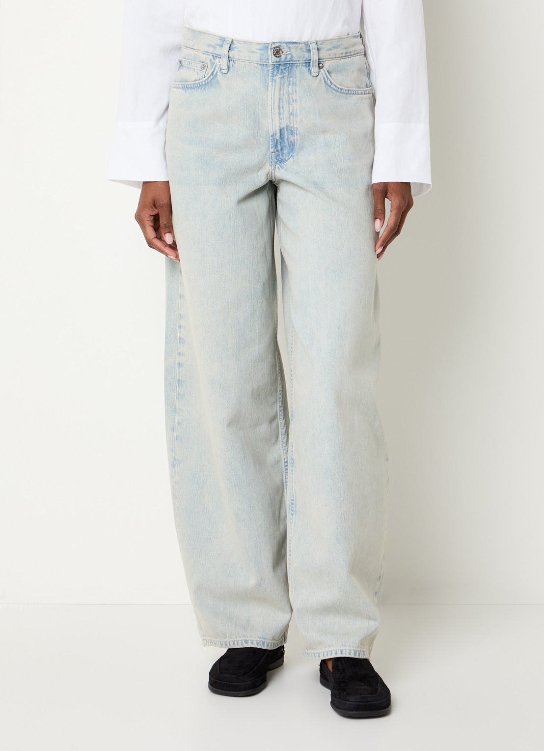 SAMSØE SAMSØE Harper mid waist wide fit jeans met gekleurde wassing - detail 4 lichtblauw
