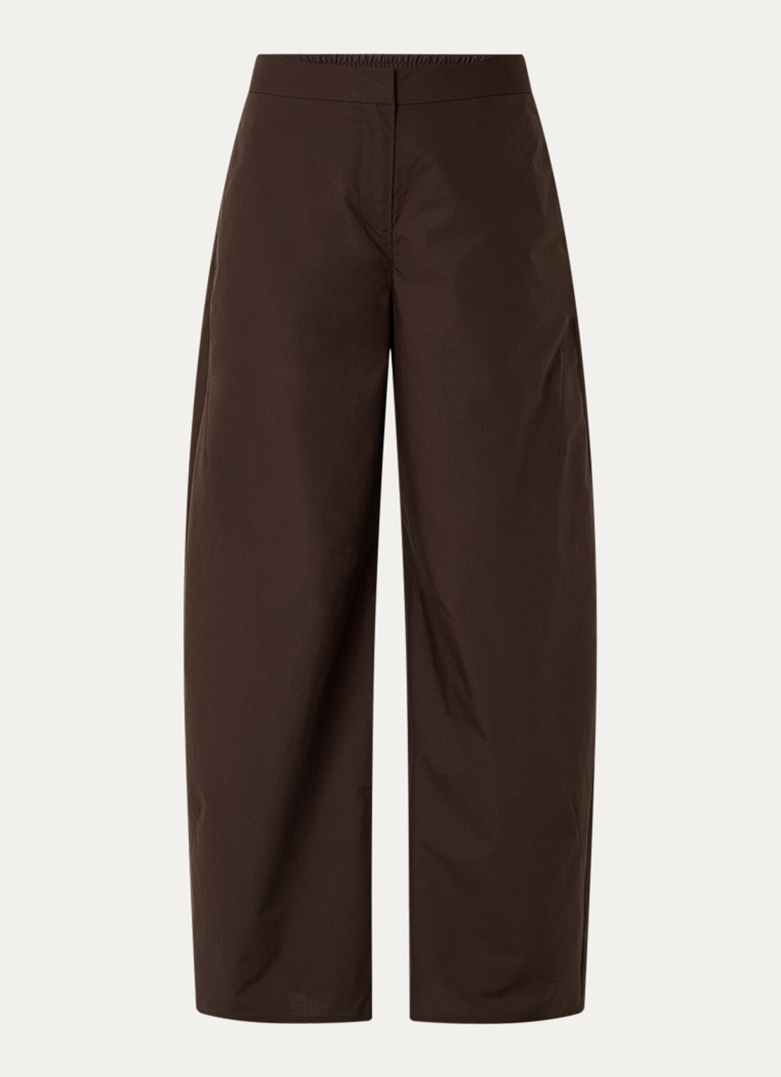 SAMSØE SAMSØE High waist wide fit broek in linnenblend met steekzakken - voorkant 2 donkerbruin