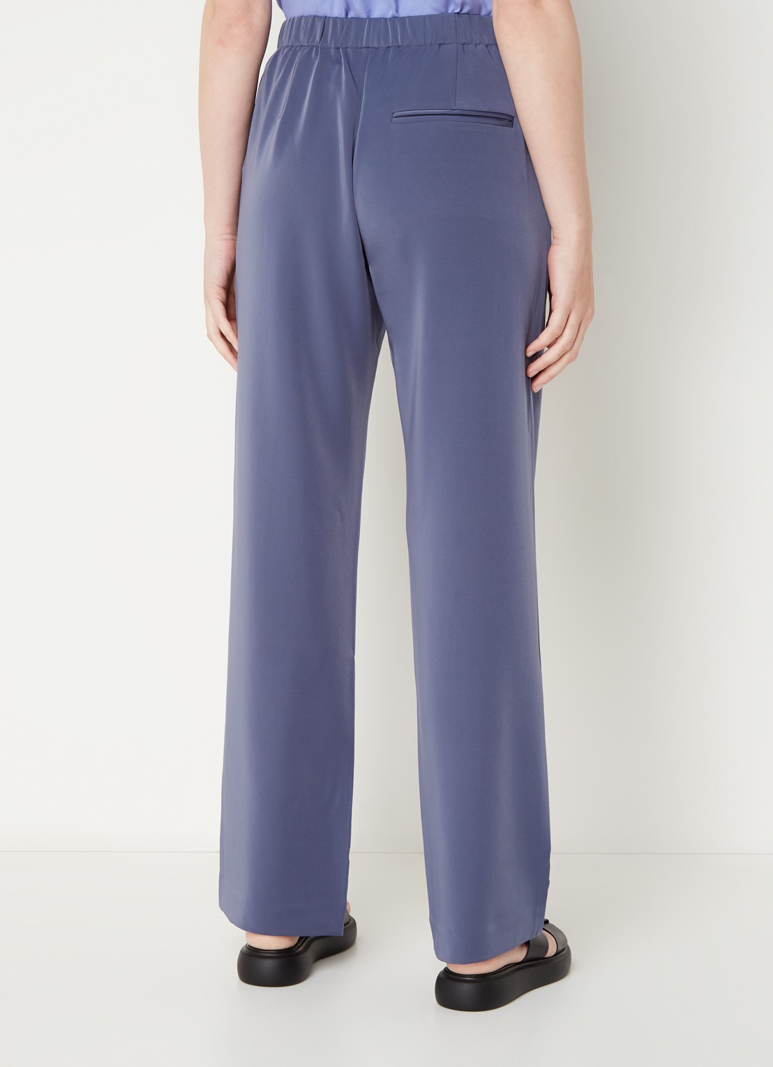 SAMSØE SAMSØE Hoys high waist straight fit trackpants met steekzakken - achterkant 3 blauw