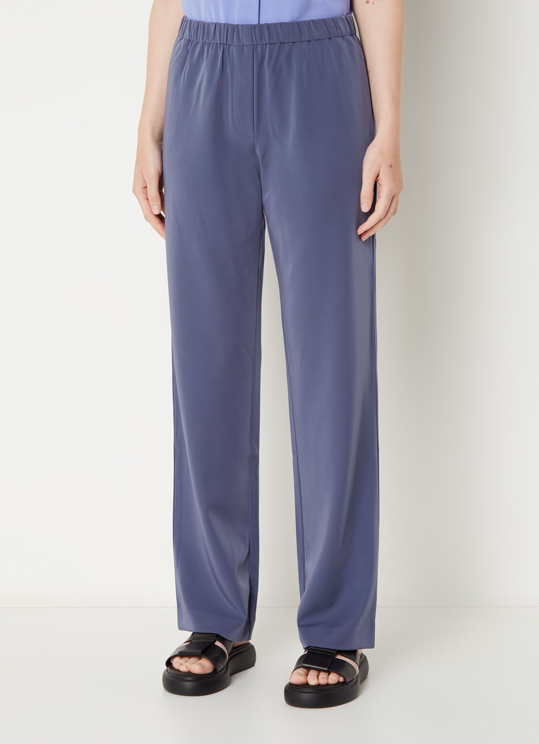 SAMSØE SAMSØE Hoys high waist straight fit trackpants met steekzakken - detail 4 blauw