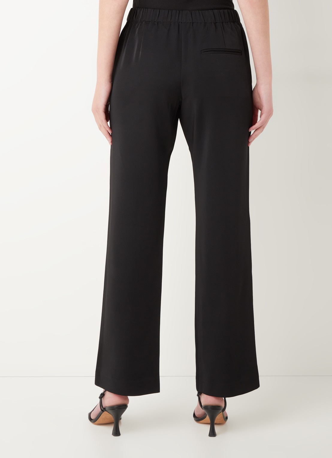 SAMSØE SAMSØE Hoys high waist straight fit trackpants van  polyester - achterkant 3 zwart