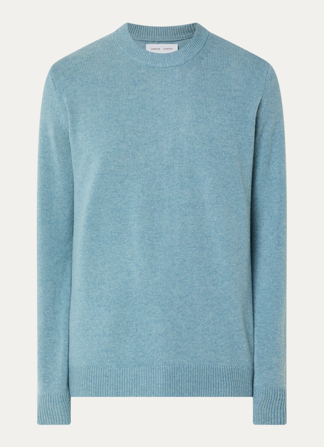 SAMSØE SAMSØE Isak fijngebreide pullover van merino wol - voorkant 2 staalblauw