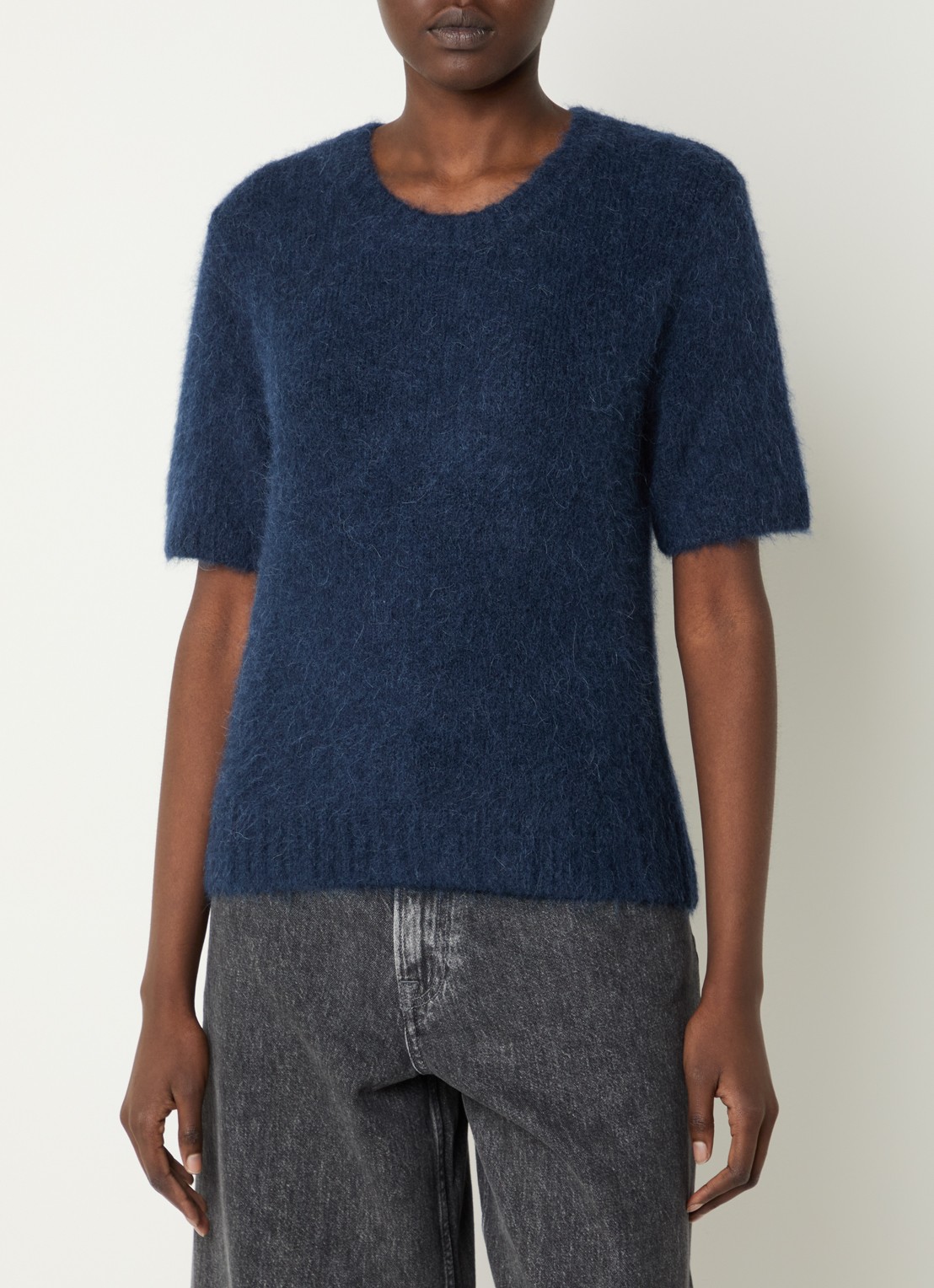SAMSØE SAMSØE Jeanne fijngebreide top in alpaca wolblend - detail 4 indigo