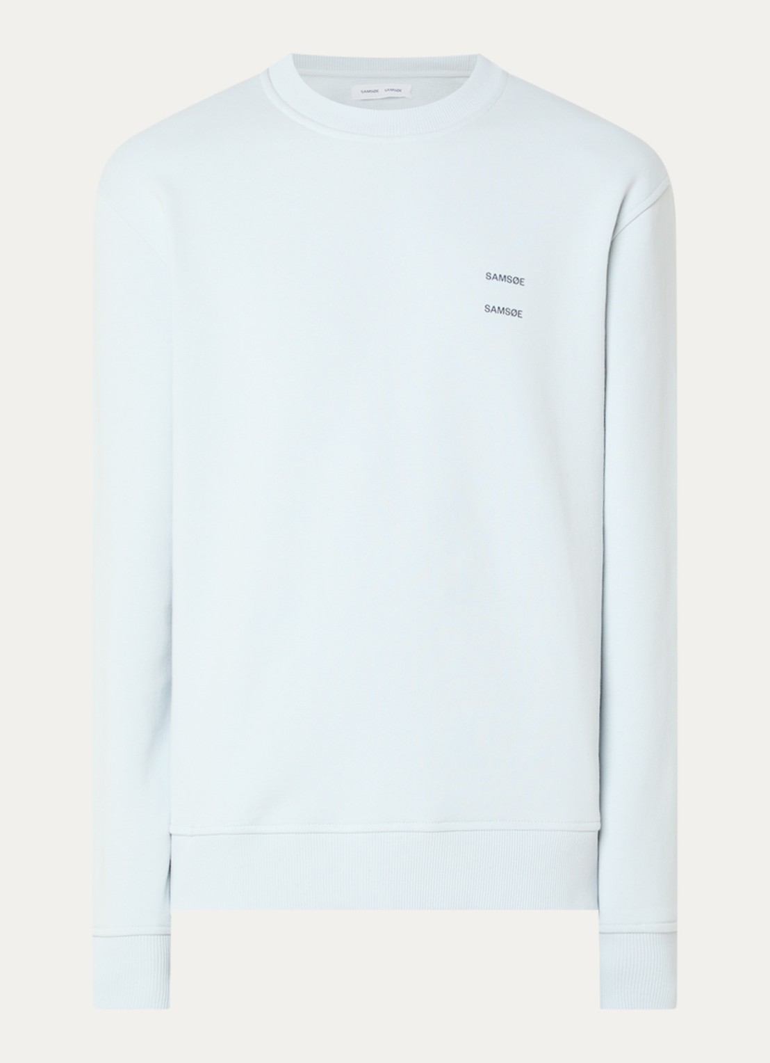 SAMSØE SAMSØE Joel sweater met logo - voorkant lichtblauw