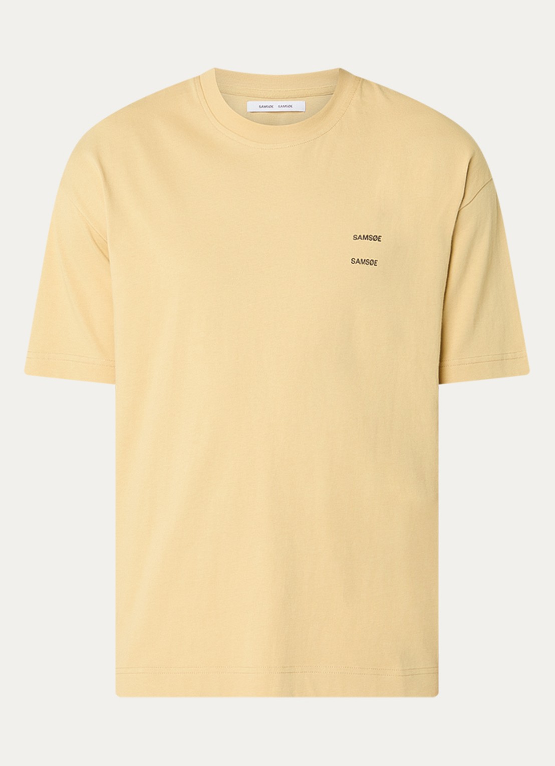 SAMSØE SAMSØE Joel T-shirt met logo - voorkant 2 mosterd