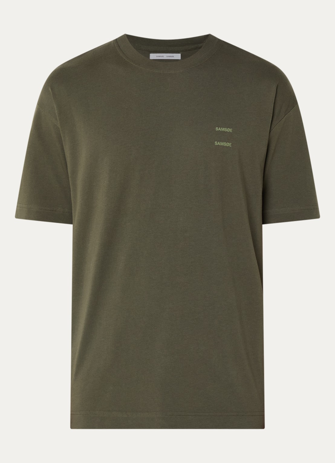 SAMSØE SAMSØE Joel T-shirt met logo - voorkant legergroen