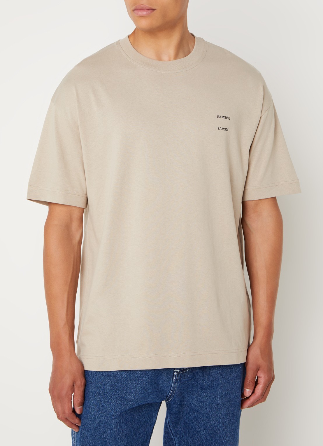 SAMSØE SAMSØE Joel T-shirt met logo - detail 3 donkerbeige