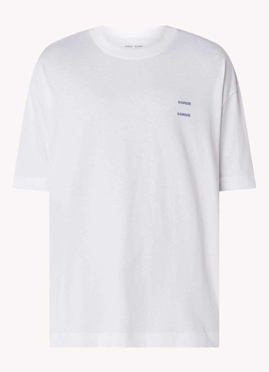 SAMSØE SAMSØE Joel T-shirt van  katoen met logo - voorkant 3 wit