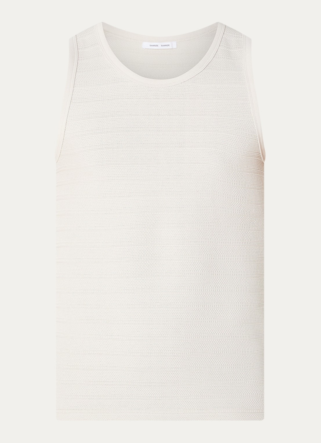 SAMSØE SAMSØE Lars grofgebreide tanktop  - voorkant 3 gebroken wit