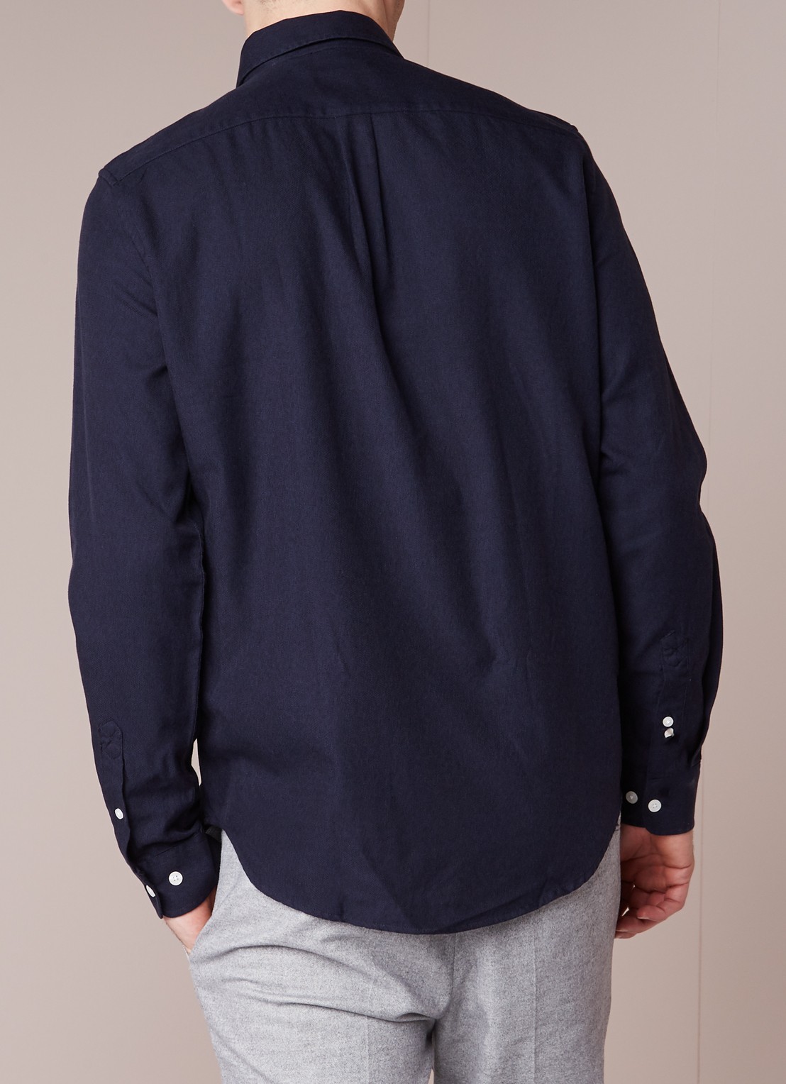 SAMSØE SAMSØE Liam regular fit button down-overhemd - achterkant 3 donkerblauw