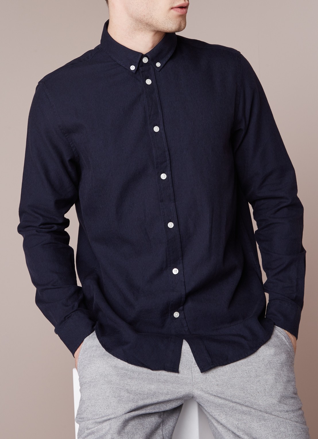 SAMSØE SAMSØE Liam regular fit button down-overhemd - detail 4 donkerblauw