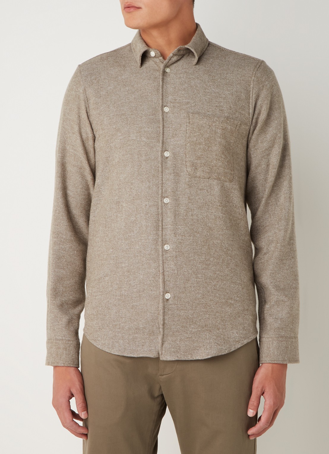 SAMSØE SAMSØE Liam regular fit overhemd van  katoen  - detail 3 beige