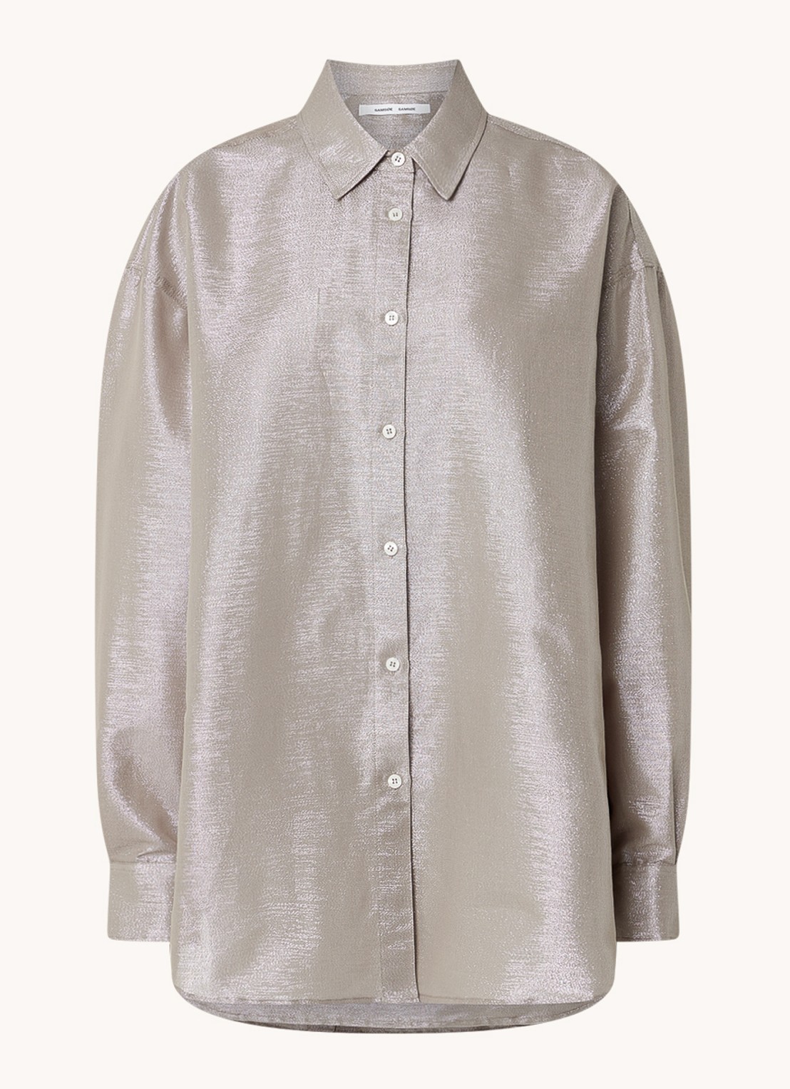 SAMSØE SAMSØE Lua oversized blouse met glitter - voorkant 2 taupe