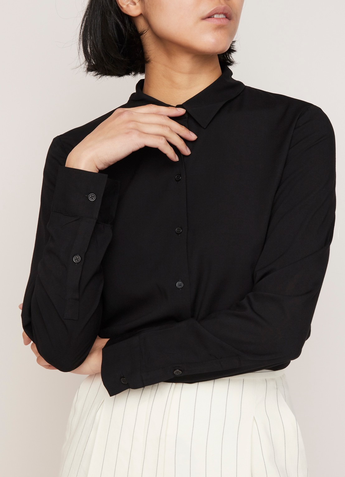 SAMSØE SAMSØE Milly blouse met lang achterpand - detail 3 zwart