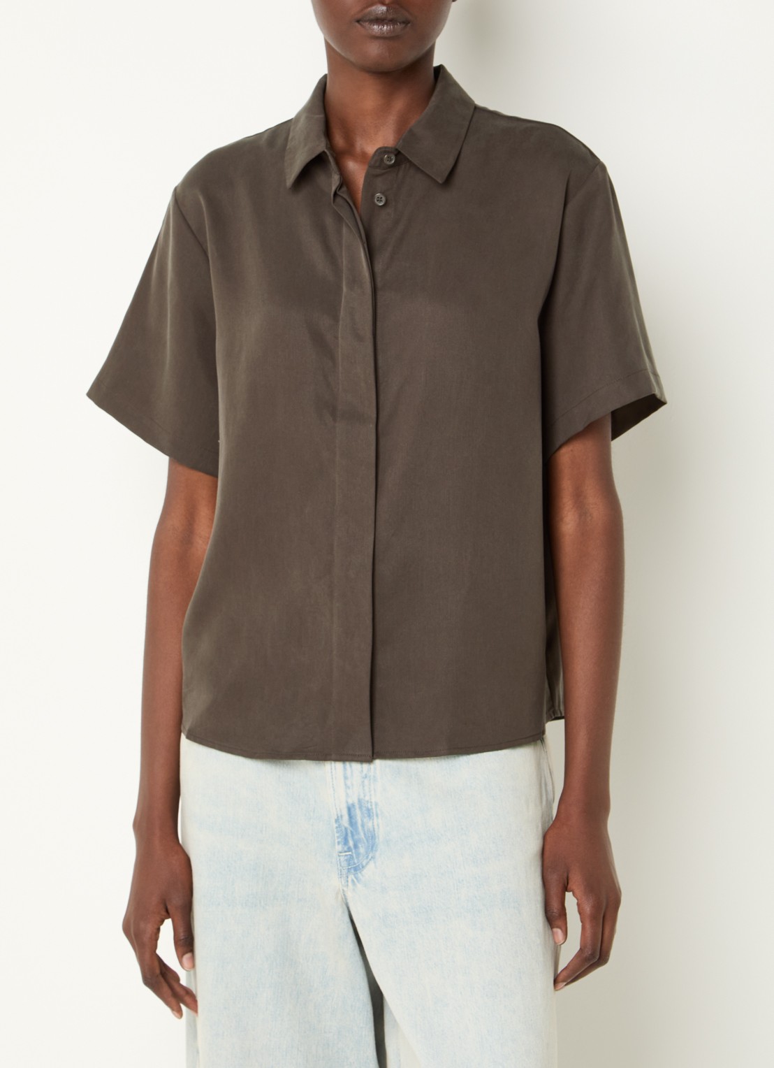 SAMSØE SAMSØE Mina blouse met kraag - detail 3 bruin