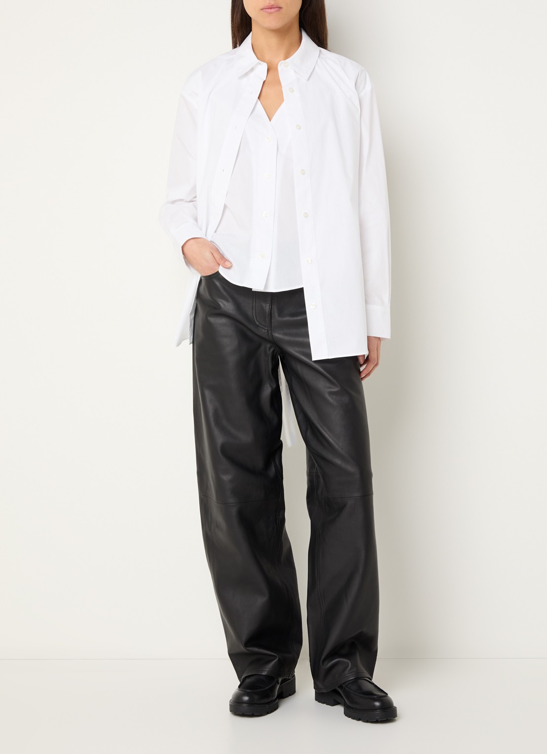 SAMSØE SAMSØE Moon blouse met kraag - voorkant 4 wit