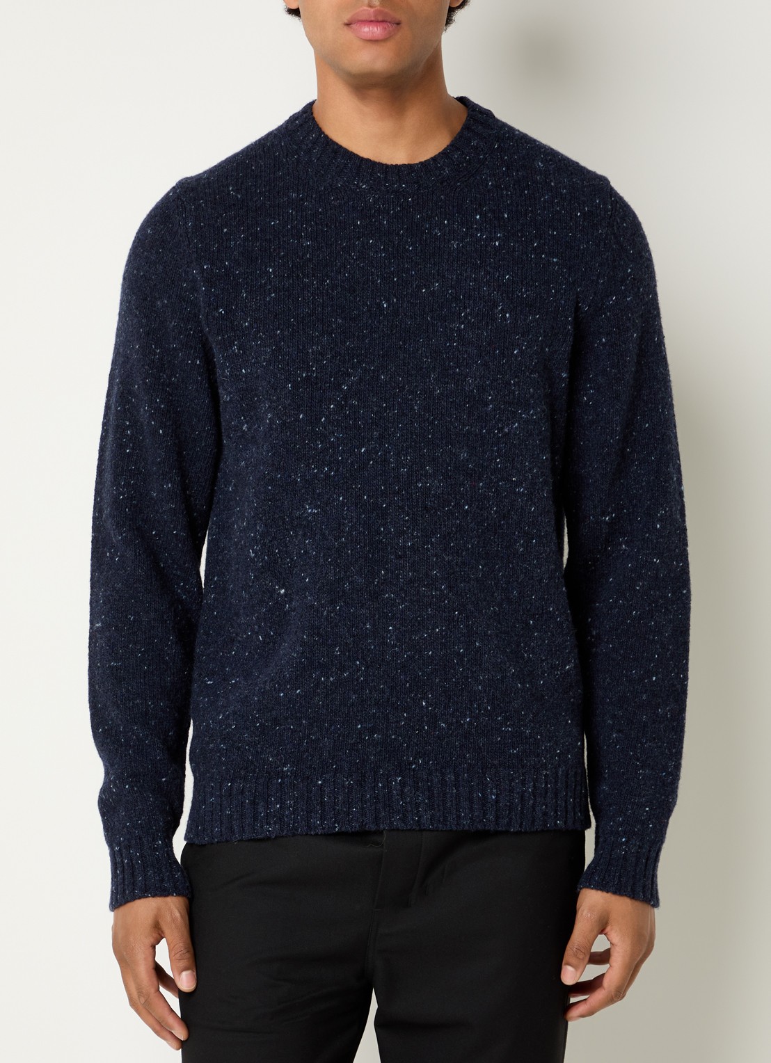 SAMSØE SAMSØE Nataniel grofgebreide pullover in wolblend - detail 2 donkerblauw
