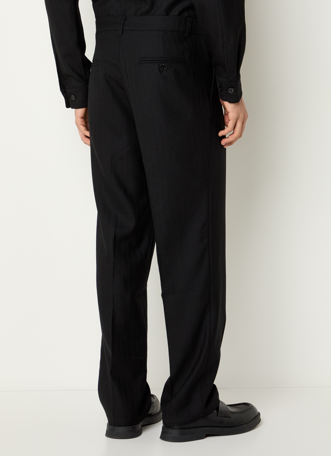 SAMSØE SAMSØE Noah straight fit pantalon in wolblend met steekzakken - achterkant zwart